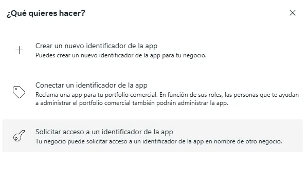 Solicitar Acceso a un identificador de la app