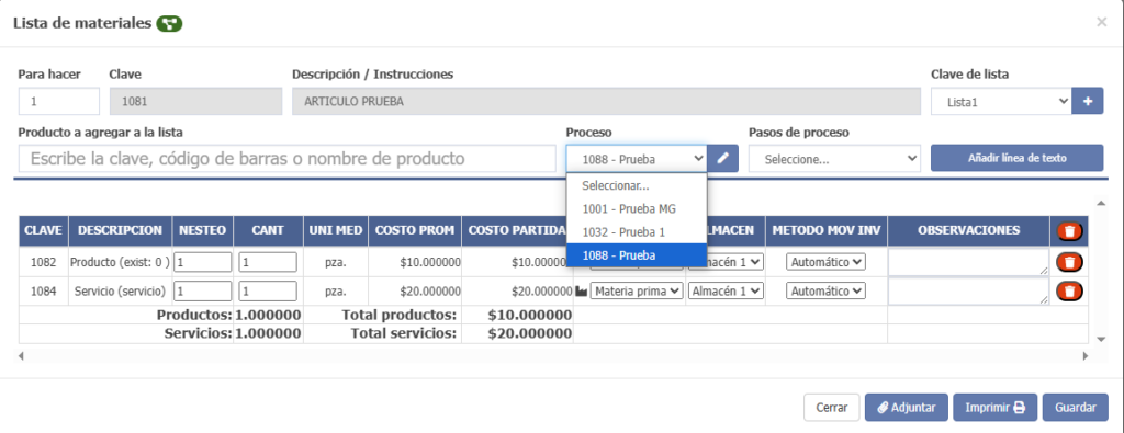lista de materiales 1
