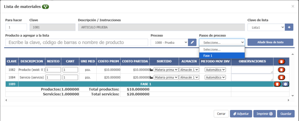 lista de materiales 1