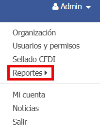 Pantalla para ingresar en reportes. Cabe mencionar que primero se deben configurar los permisos de visualización de reportes.