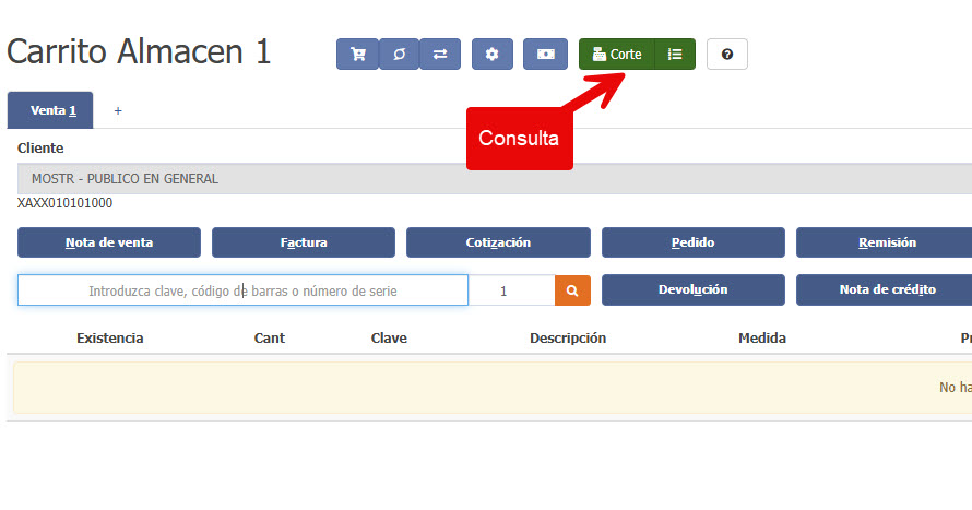 consulta corte de caja