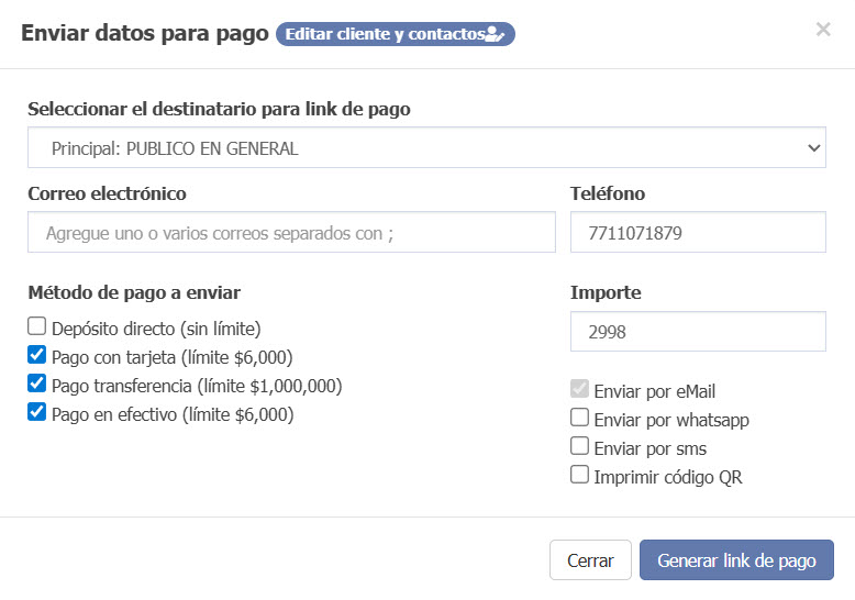 Imágen que muestra como enviar links de pago mediante OpenPay