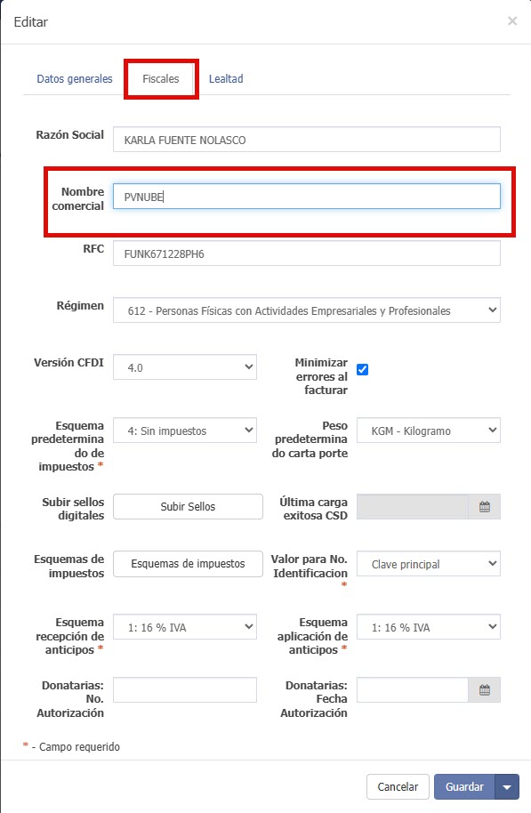Ingresar a la configuración del sistema para cambiar el encabezado