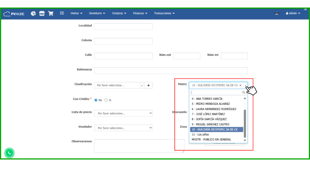 Clienetes tipo matriz