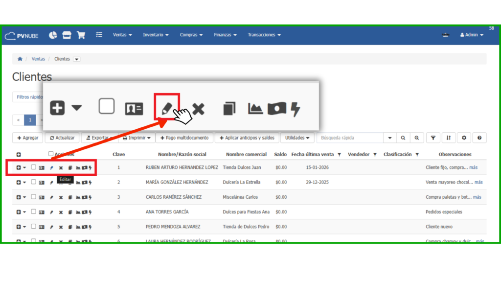 como editar clientes