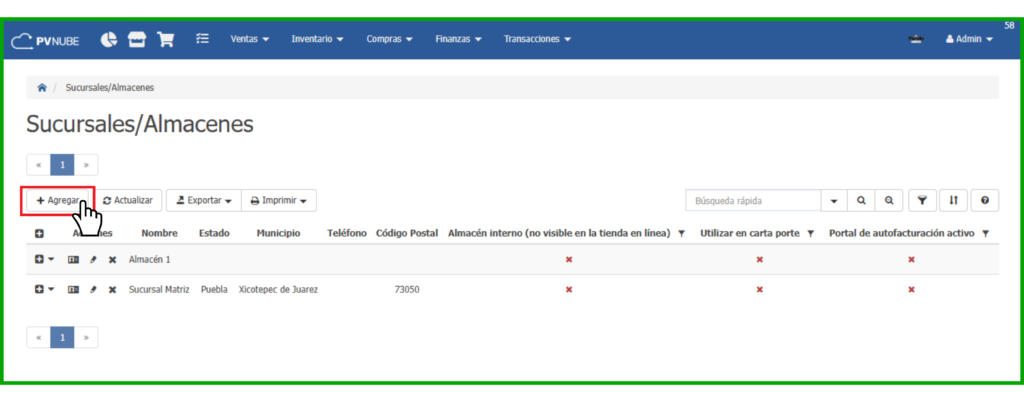 Como crear un Almacen o sucursal
