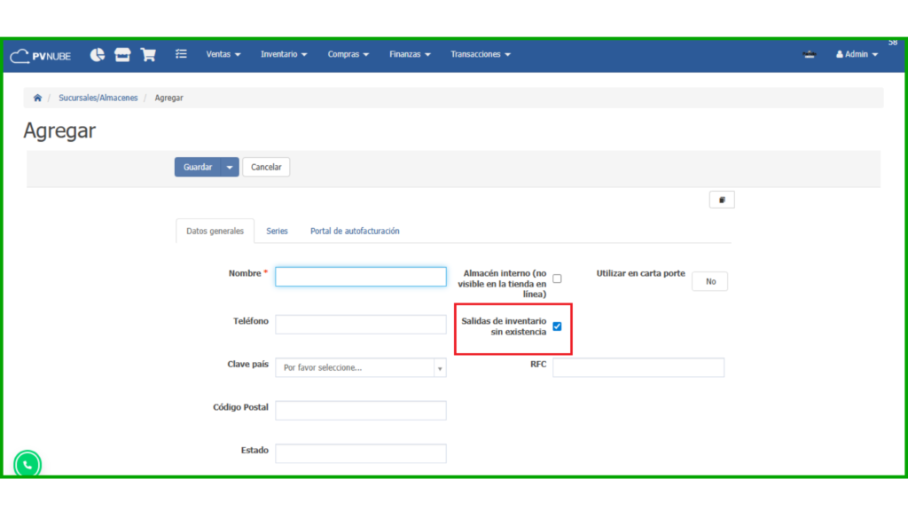 Salidas de inventario sin existencia