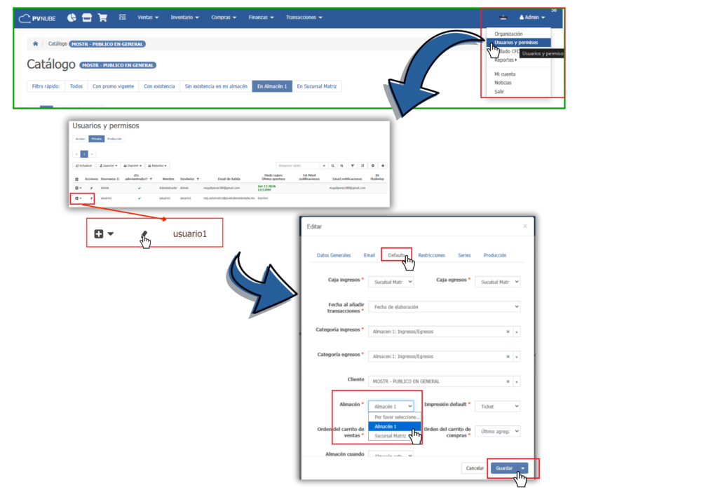 Como asignar un vendedor a un almacen