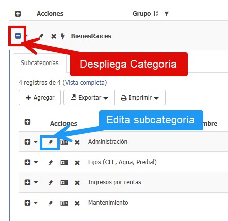 Editar subcategoria
