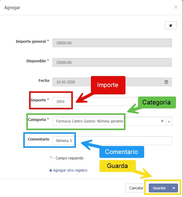Llenado de informacion