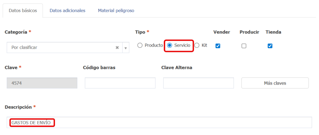 pantalla que muestra como dar de alta un servicio en Pvnube.